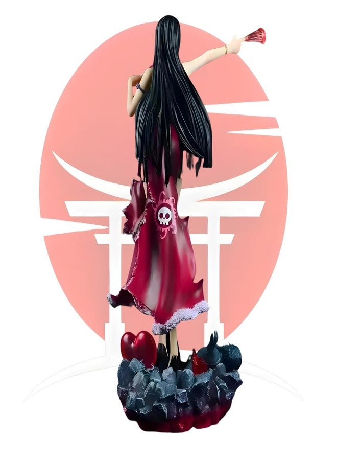 Realmkart Boa Hancock Action Figure 30Cm With Lights Collectible One Piece Anime Action Figure Replica With Heart Base,for One Piece Anime Fans Snake Princess Boa Hancock PVC & Resin,Pinkish Red - Image 3